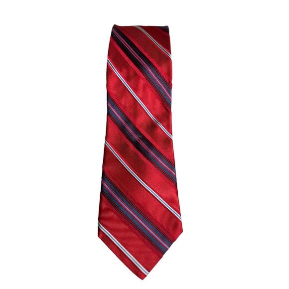 Daniel Cremieux Red Diagonal Stripe Tie 100% Silk Made in USA - Picture 1 of 5